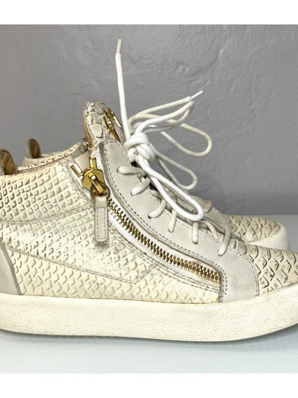 Giuseppe Zanotti Women's Sneakers Python Snake Skin Size 37/US 7 Made in Italy